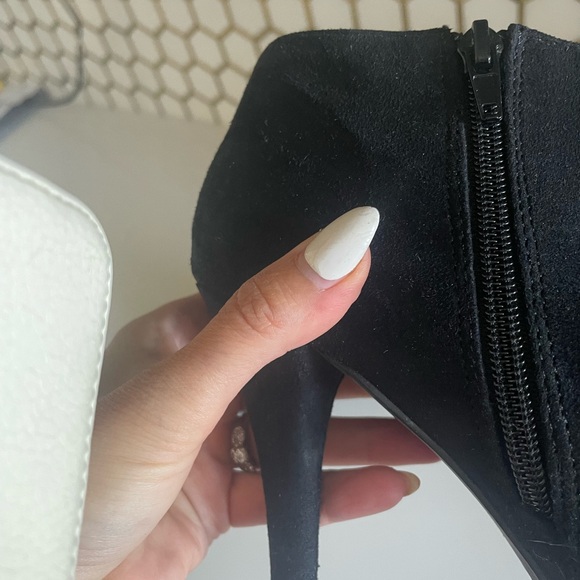 Ankle Faux Suede Stiletto Heel Zipper Boots Size 7.5 Goth Romantic Goth Grunge - Picture 11 of 13